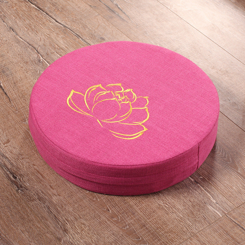 Embroidered Linen Lotus Meditation Futon – Zen Floor Cushion