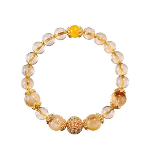 Citrine & Golden Rutilated Quartz Lucky Turn Crystal Bracelet