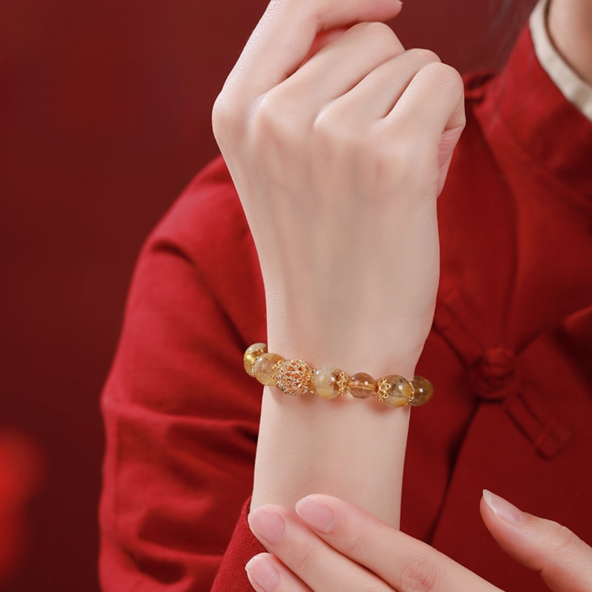 Citrine & Golden Rutilated Quartz Lucky Turn Crystal Bracelet