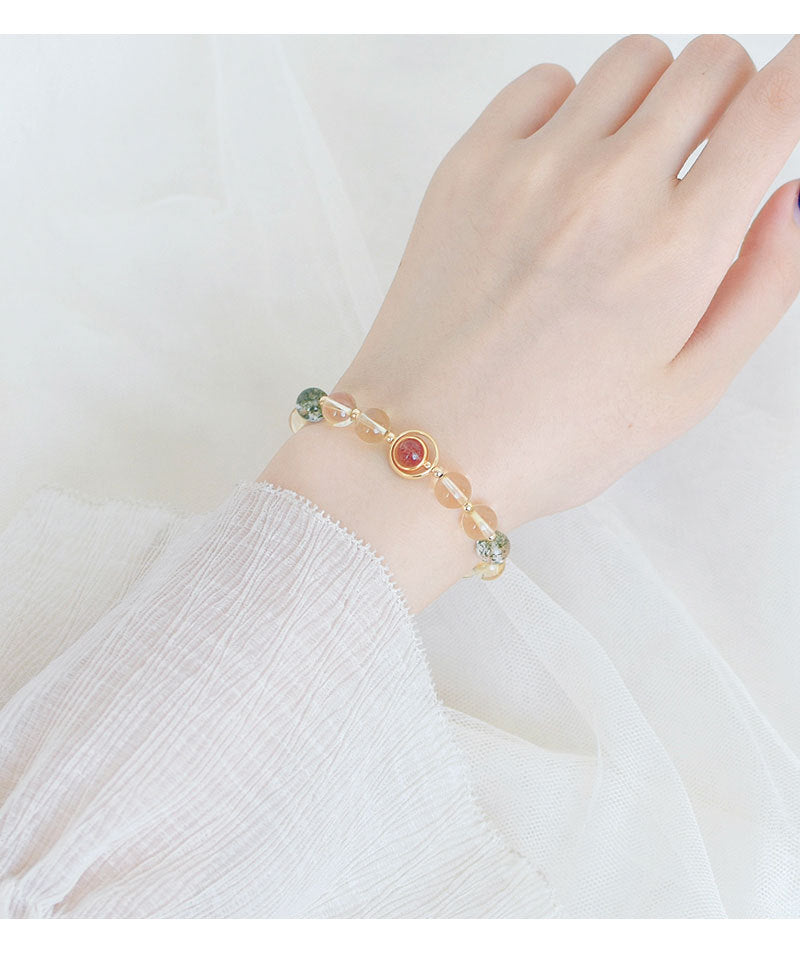 Natural Citrine · Green Ghost · Strawberry Crystal Bracelet – Harmony, Prosperity & Luck