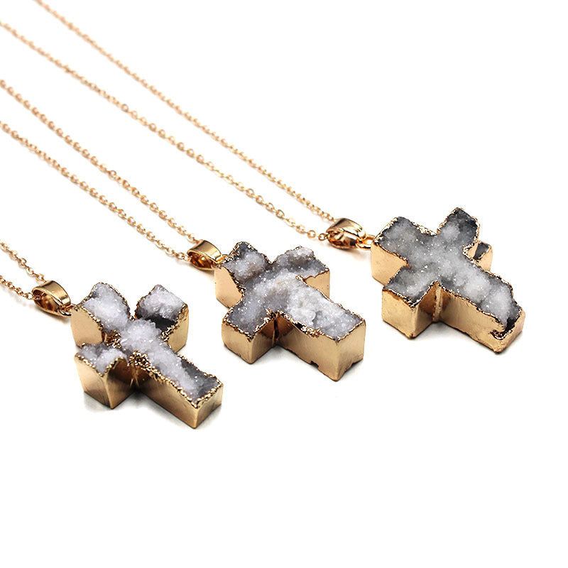 Agate Tooth Necklace Pendant – Cross Sign