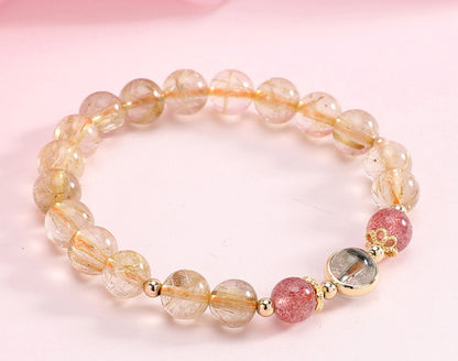 Blonde Crystal & Strawberry Crystal with Green Ghost Bracelet
