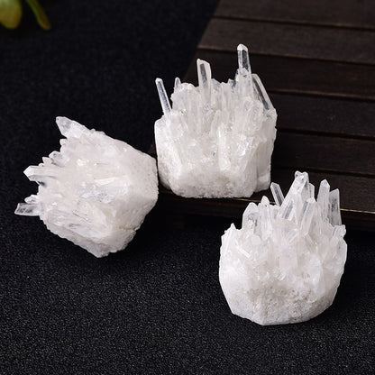 Natural White Crystal Point Cluster – Home Décor & Crystal Purifier ✨