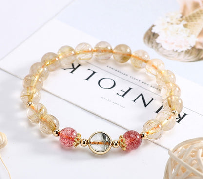 Blonde Crystal & Strawberry Crystal with Green Ghost Bracelet