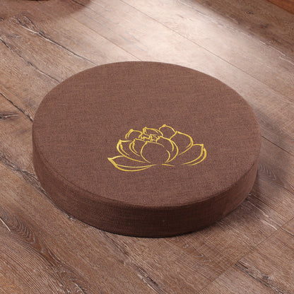 Embroidered Linen Lotus Meditation Futon – Zen Floor Cushion