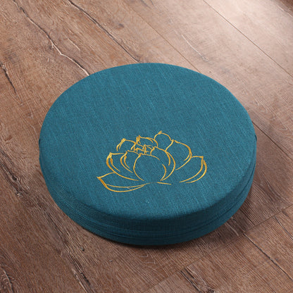 Embroidered Linen Lotus Meditation Futon – Zen Floor Cushion