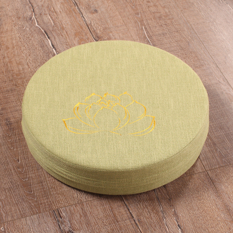 Embroidered Linen Lotus Meditation Futon – Zen Floor Cushion