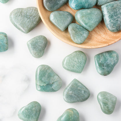 Natural Amazonite Crystal Heart – Hand‑Polished Healing Stone