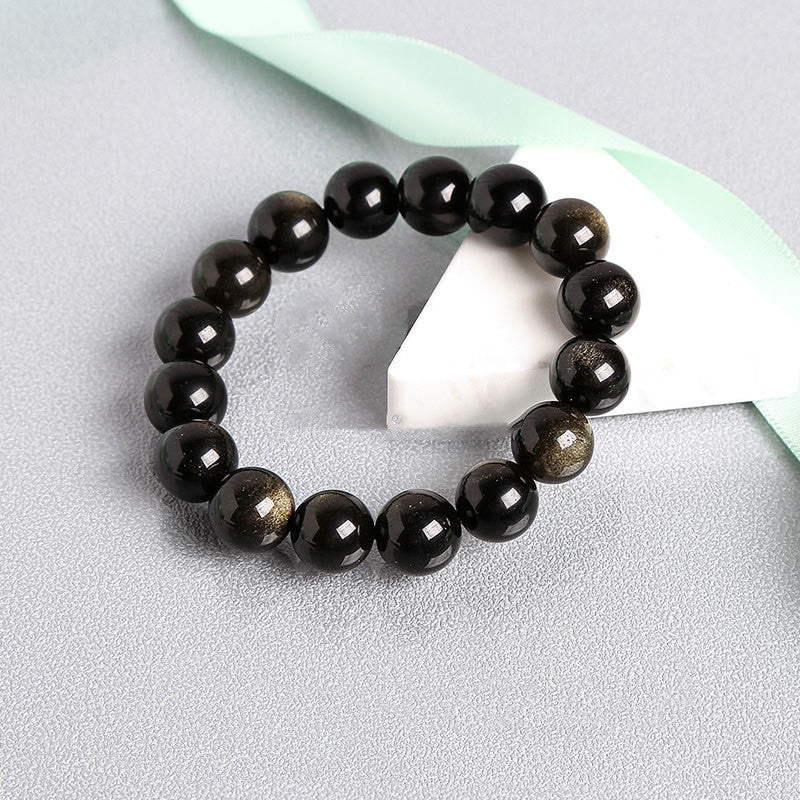 Gold Obsidian Simple Bracelet – Protection, Power & Minimalist Elegance