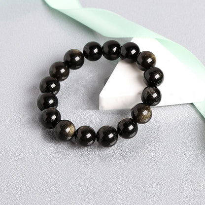 Gold Obsidian Simple Bracelet – Protection, Power & Minimalist Elegance