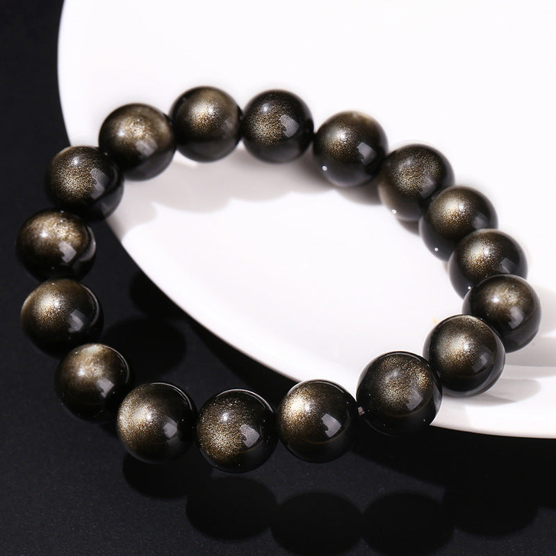 Gold Obsidian Simple Bracelet – Protection, Power & Minimalist Elegance