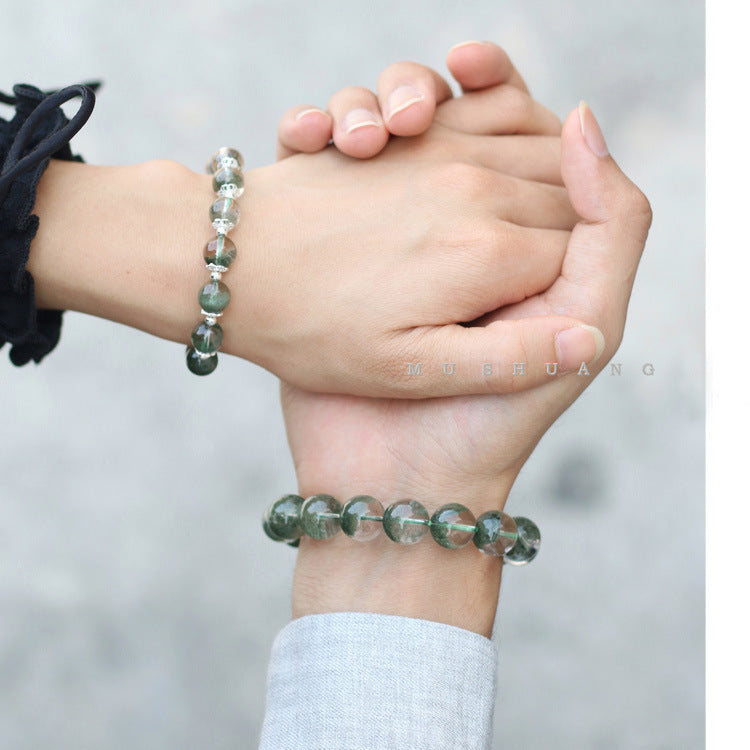 Couple Golden Rutilated Quartz & Green Ghost Crystal Bracelet – Prosperity & Clarity