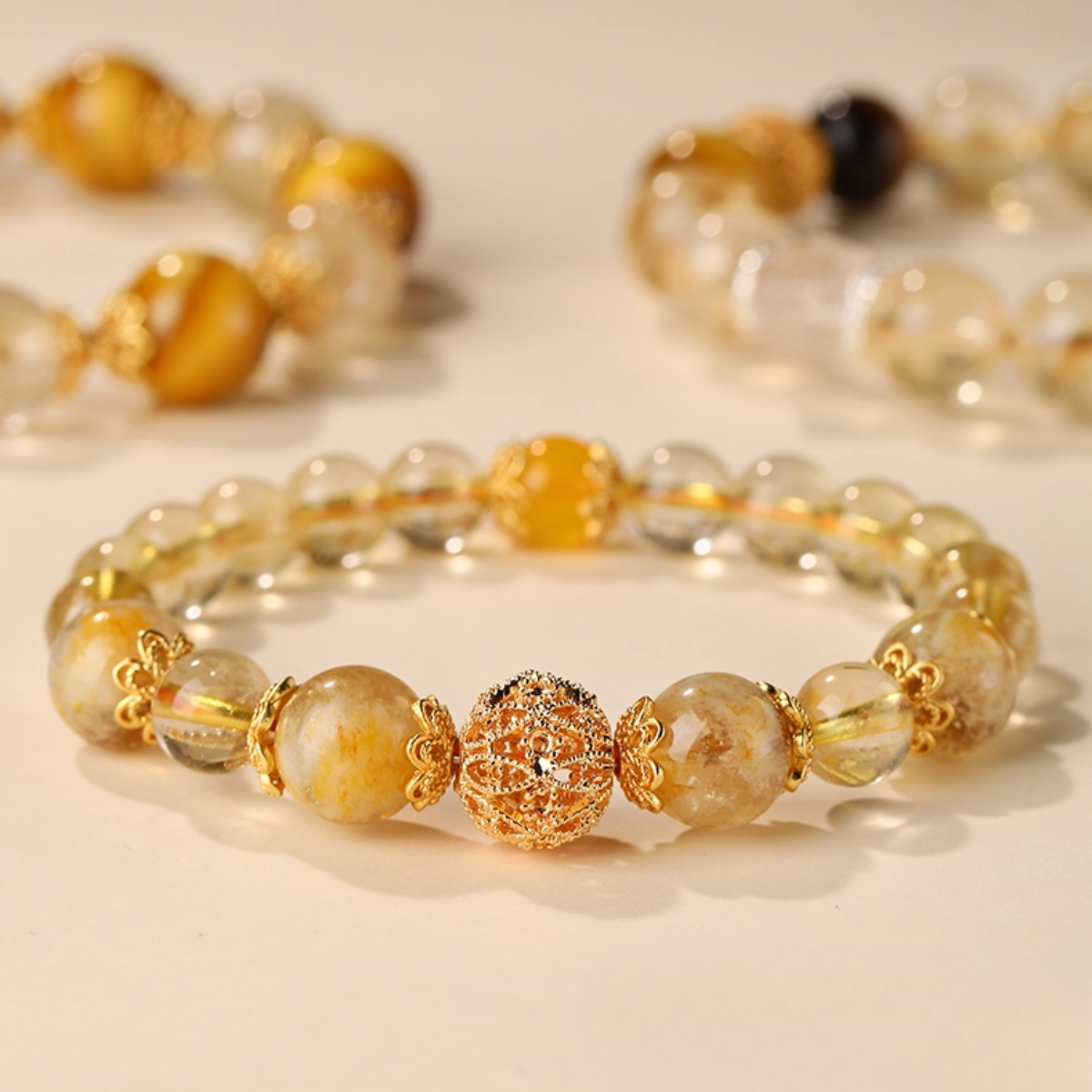 Citrine & Golden Rutilated Quartz Lucky Turn Crystal Bracelet