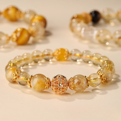 Citrine & Golden Rutilated Quartz Lucky Turn Crystal Bracelet