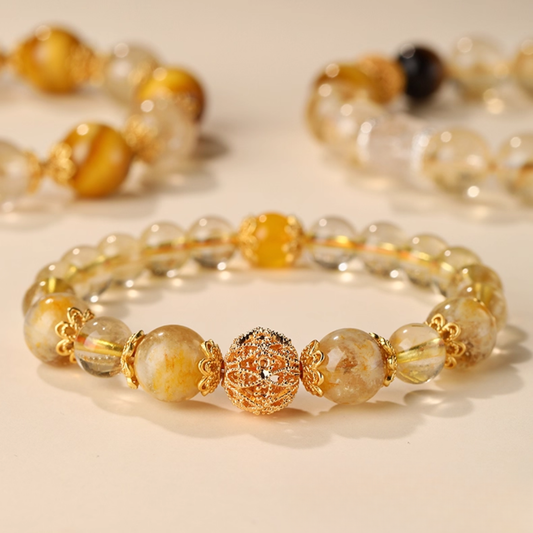 Citrine & Golden Rutilated Quartz Lucky Turn Crystal Bracelet