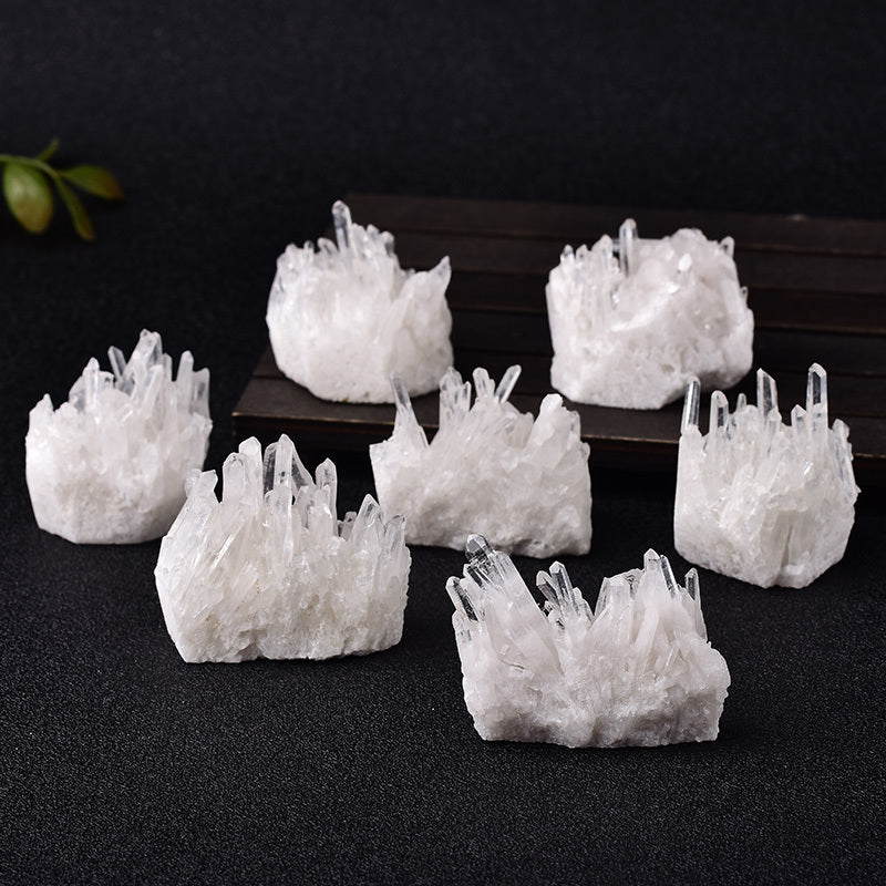 Natural White Crystal Point Cluster – Home Décor & Crystal Purifier ✨