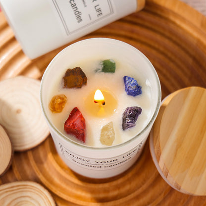 Natural Crystal Stone Aromatherapy Candle (Elegant Floral Scent)