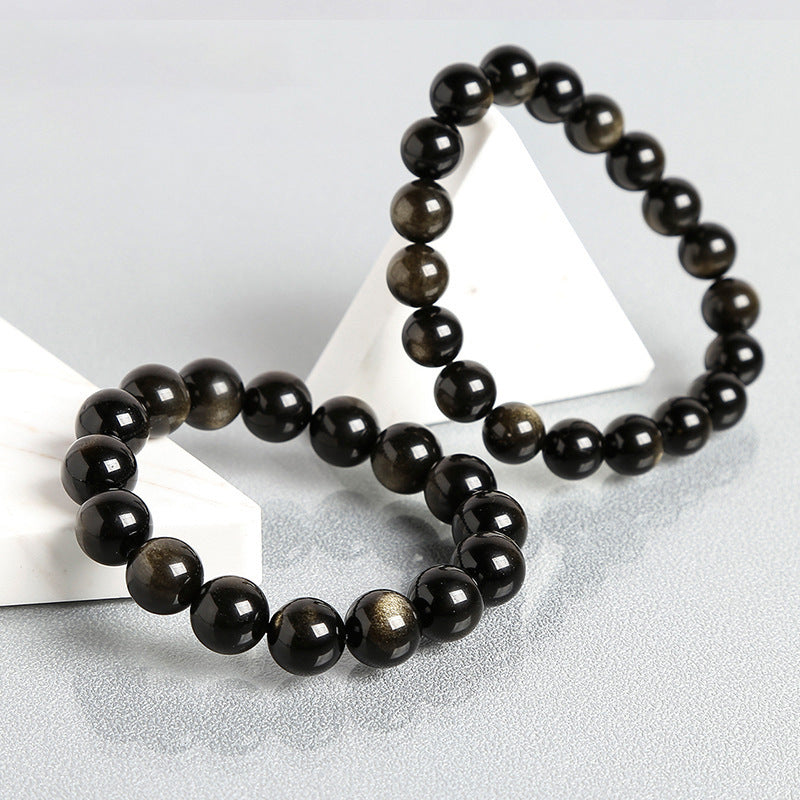 Gold Obsidian Simple Bracelet – Protection, Power & Minimalist Elegance