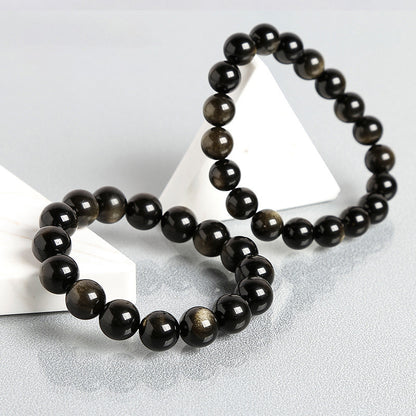 Gold Obsidian Simple Bracelet – Protection, Power & Minimalist Elegance