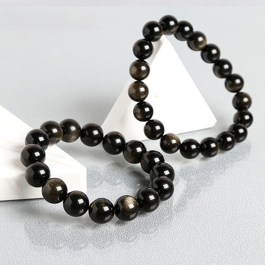 Gold Obsidian Simple Bracelet – Protection, Power & Minimalist Elegance