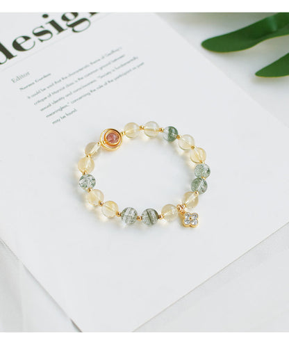 Natural Citrine · Green Ghost · Strawberry Crystal Bracelet – Harmony, Prosperity & Luck