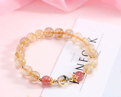 Blonde Crystal & Strawberry Crystal with Green Ghost Bracelet
