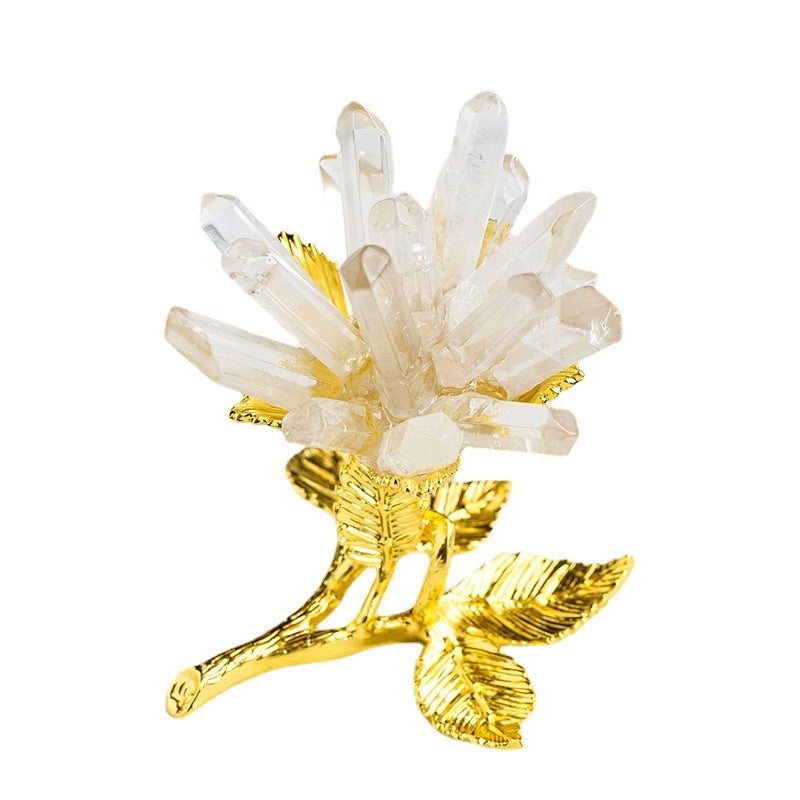 Natural White Crystal Cluster Flower Ornament – Handmade Crystal Tree Décor