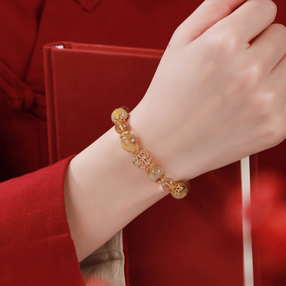 Citrine & Golden Rutilated Quartz Lucky Turn Crystal Bracelet