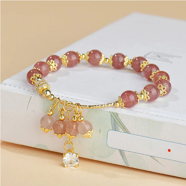 Strawberry Quartz Crystal Stylish Women's Bracelet
