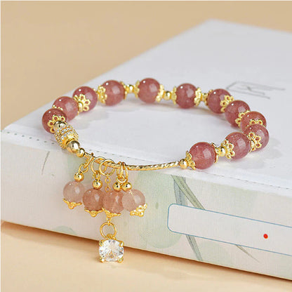 Strawberry Quartz Crystal Stylish Women's Bracelet