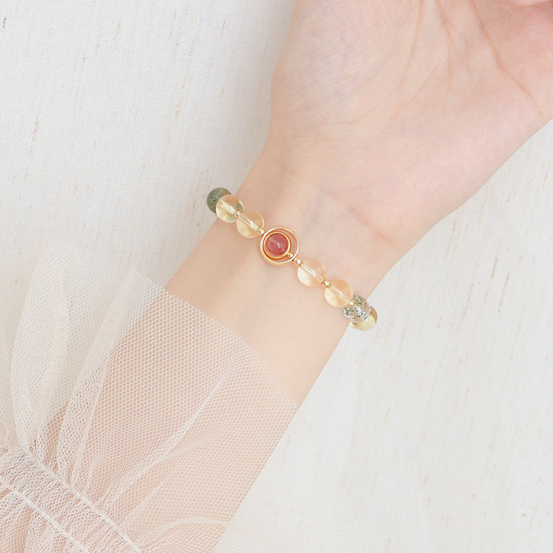 Natural Citrine · Green Ghost · Strawberry Crystal Bracelet – Harmony, Prosperity & Luck