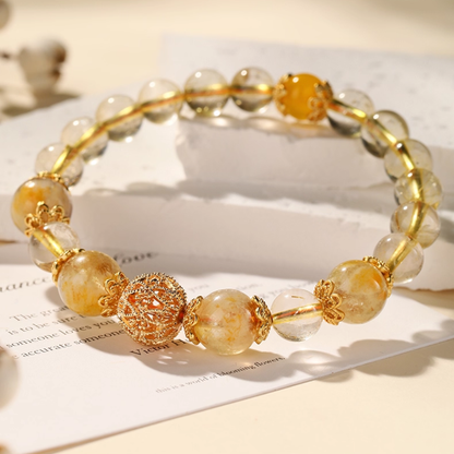 Citrine & Golden Rutilated Quartz Lucky Turn Crystal Bracelet