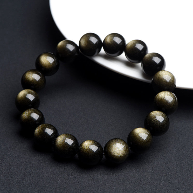 Fashion Personality Natural Eyes Obsidian Bracelet – Gold & Silver Radiance