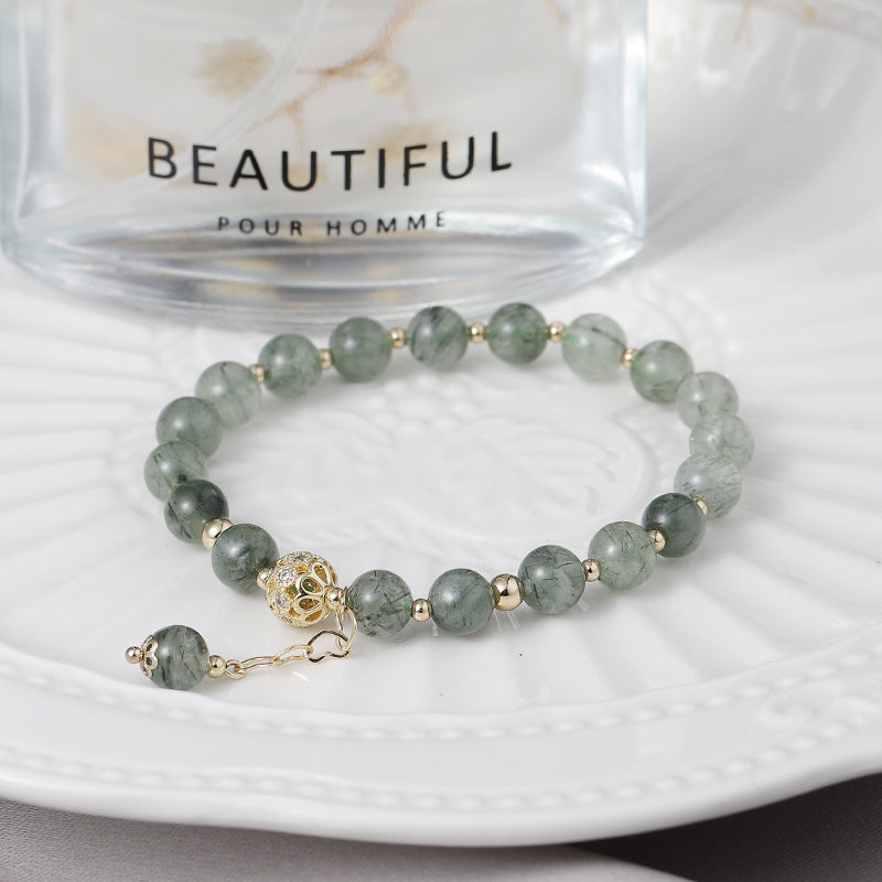 Tassel Light Luxury Green Rutilated Quartz Bracelet – Elegance in Motion