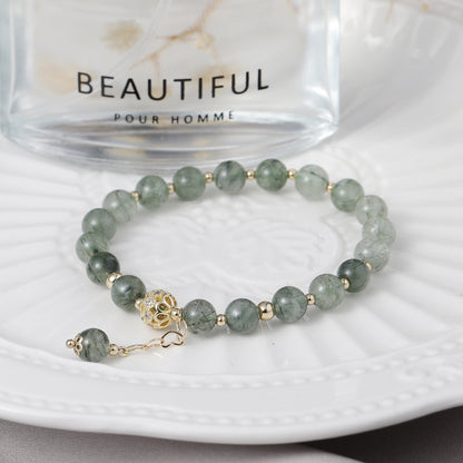 Tassel Light Luxury Green Rutilated Quartz Bracelet – Elegance in Motion