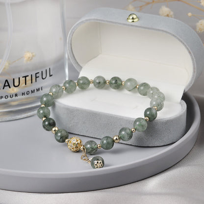 Tassel Light Luxury Green Rutilated Quartz Bracelet – Elegance in Motion