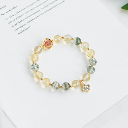 Natural Citrine · Green Ghost · Strawberry Crystal Bracelet – Harmony, Prosperity & Luck