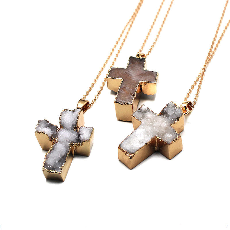 Agate Tooth Necklace Pendant – Cross Sign