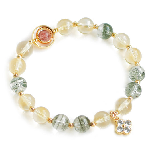 Natural Citrine · Green Ghost · Strawberry Crystal Bracelet – Harmony, Prosperity & Luck
