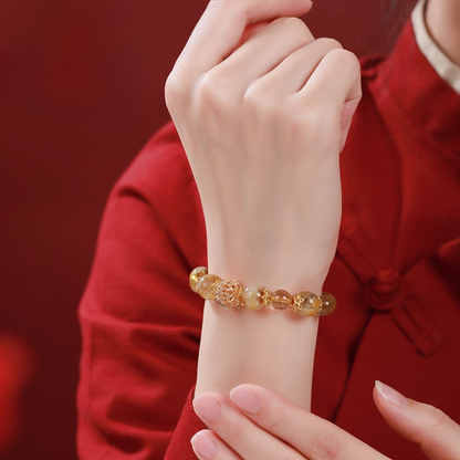 Citrine & Golden Rutilated Quartz Lucky Turn Crystal Bracelet