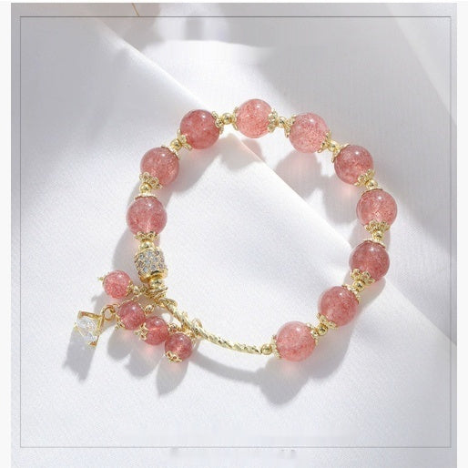 Strawberry Quartz Crystal Stylish Women's Bracelet