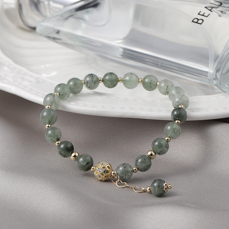 Tassel Light Luxury Green Rutilated Quartz Bracelet – Elegance in Motion