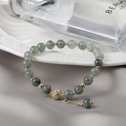 Tassel Light Luxury Green Rutilated Quartz Bracelet – Elegance in Motion