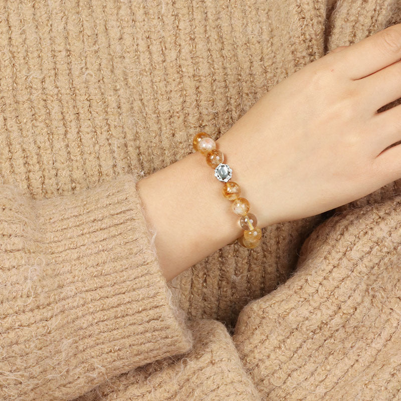 Citrine & Silver Rutilated Quartz Prosperity Bracelet – Abundance & Confidence