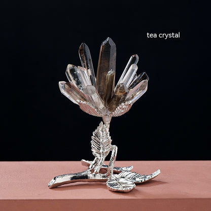 Natural White Crystal Cluster Flower Ornament – Handmade Crystal Tree Décor