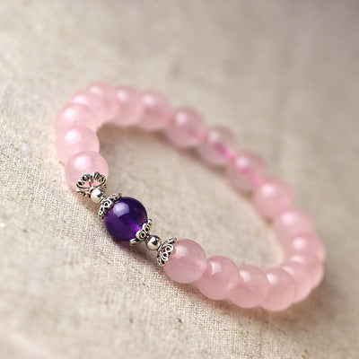 Pink Crystal & Amethyst Bracelet – Love, Calm, and Inner Harmony