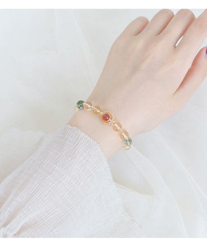 Natural Citrine · Green Ghost · Strawberry Crystal Bracelet – Harmony, Prosperity & Luck