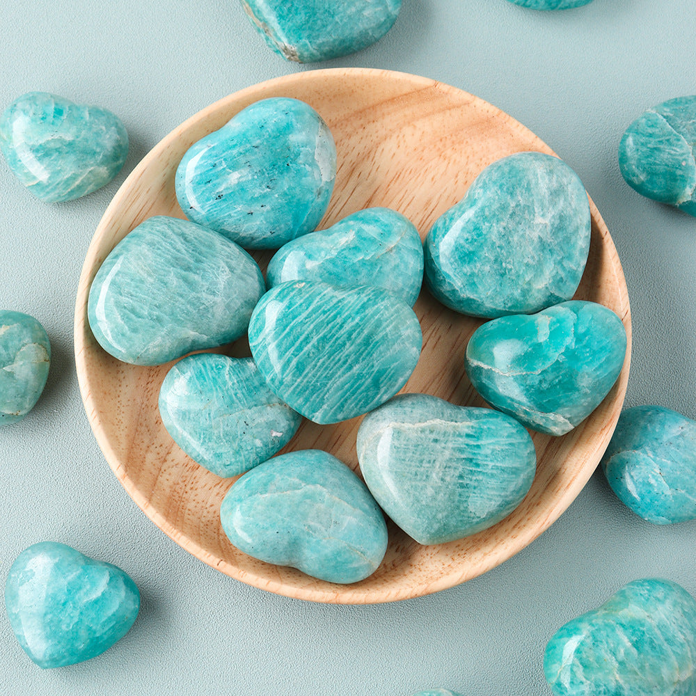 Natural Amazonite Crystal Heart – Hand‑Polished Healing Stone