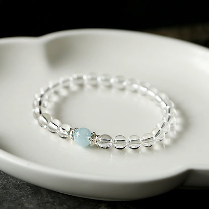 Natural White Crystal & Aquamarine Bracelet