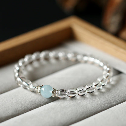 Natural White Crystal & Aquamarine Bracelet